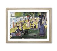 A Sunday On La Grande Jatte By Georges Seurat Classic Painting Framed Wall Art Print, Ready to Hang Picture for Living Room Bedroom Home Office Décor, Oak A4 (34 x 25 cm)