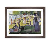 A Sunday On La Grande Jatte By Georges Seurat Classic Painting Framed Wall Art Print, Ready to Hang Picture for Living Room Bedroom Home Office Décor, Walnut A4 (34 x 25 cm)