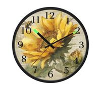 A Sunflower in Full Bloom Night Light Wall Clock Glow in Dark Light Up Wall Clocks Non-Ticking Silent Battery Operated Clocks 12 Inch for Bedroom Home