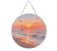 A Sunset at The Seaside Wooden Wall Hanging,Sturdy Structure, Wall Decor, Easy to Use and Hang,Wood Panel Painting for Decorating Bars Homes Coffee Shops 7.9 * 0.12 in