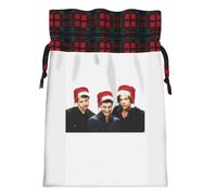 (A Supernatural Christmas#9074) Christmas Bags Santa Sack Stocking Kids Drawstring Gift Presents Bag 21x30cm Scottish Plaid Check