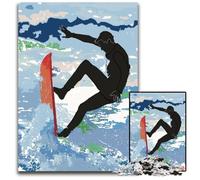 A Surfer on The Sea Adult Jigsaw Puzzles 1000 Pieces Wooden Puzzles Challenging Brain Teaser for Teenagers Family Game Night Fun 1000 PCS(75x50cm)