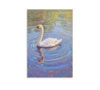 A Swan Glides, Leaving Ripples behind Wall Art Mural Modern Decoration Hanging Art Poster 24x36inch(60x90cm)
