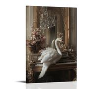 A Swan Pianist Rehearsing Sonatas Beside A Gilded Mirror in A Belle Époque Salon Fashionable Wall Decor - Hanging Art Poster And Mural16x24inch(40x60cm)