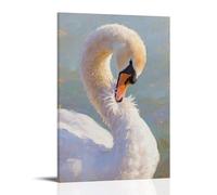 A Swan Preens Its Feathers, Moving Gracefully Contemporary Hanging Wall Art - Decorative Mural Design16x24inch(40x60cm)