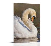 A Swan Preens Its Feathers, Moving Gracefully Fashionable Wall Decor - Hanging Art Poster And Mural08x12inch(20x30cm)
