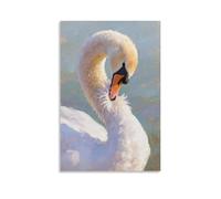A Swan Preens Its Feathers, Moving Gracefully Modern Artistic Wall Mural Hanging Decor Poster12x18inch(30x45cm)