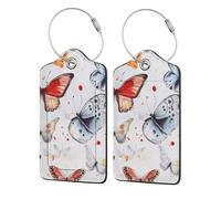 A Swarm of Butterflies Luggage Tag, Pu Leather Travel Luggage Tag Suitcase Tag Durable Steel Loop Suitcase Tags Identifiers