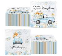 A Sweet Little Pumpkin is on The Way Napkins,Pumpkin Boy Baby Shower Decorations Blue Truck Rose,A Sweet Little Pumpkin is on The Way Baby Shower Gender Reveal Party