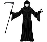 A-SZCXTOP Grim Reaper Costumes Set for Mens & Adults, Halloween Scary Ghost Phantom Cosplay Masquerade Tunic Costume with Scythe & Gloves & Hood (Black, 150cm / 59" for ages 14+)