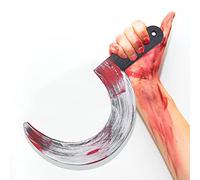 A-SZCXTOP Halloween Bloody Machete Costume Prop Accessory,Cosplay Knives Fake Realistic Bleeding Fancy Dress Plastic Slasher Knife Toys Weapons (Bloody Sickle)
