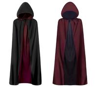A-SZCXTOP Halloween Vampire Cape,Unisex Reversible Hooded Cloak,Cosplay Masquerade Witch Costume (Wine Red+Black, Large - 150cm/59 for Adult)
