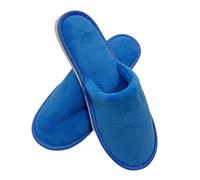 A&T 4 Pairs Luxury Blue Hotel B&B Home Guest Slippers Close Toe Unisex Coral Fleece