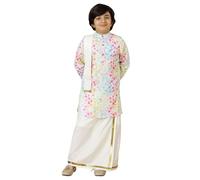 A.T.U.N. (ALL THINGS UBER NICE) Boys Printed Kurta with Elasticated Mundu with Underneath Shorts Set | Ethnic Clothing Set, Multicolour, 9-10 Y