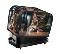 A Tabby Cat Toaster Cover 2 Slice, Waterproof Bread Machine Covers with Pockets Universal Size Kitchen Small Appliance Cover with Handle, Dust and Fingerprint Protection