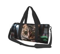 A Tabby Cat Travel Duffel Bag Sports Gym Bag, Lightweight Overnight Weekender Bag With Shoes Compartment Yoga Gym Sports Bag For Men Women