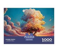 A Tall Tree with Flowers And Clouds in The Background 1000 Pieces Extra-thick Cardboard DIY Jigsaw Puzzle Cherry Blossoms Stress Releasing Birthday Toy Puzzles Gifts for Family, Friends 70x50cm/1000pc