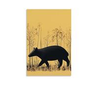 A Tapir Glides Across A Mustard Background, Its Smooth form Like An Ancient Whisper through The Trees. Fashionable Wall Decor - Hanging Art Poster And Mural08x12inch(20x30cm)