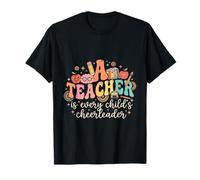 A Teacher is Every Child's Cheerleader Retro Groovy Teacher T-Shirt