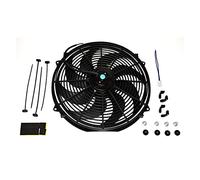 A-Team Performance Universal 16 in Electric Radiator Fan Assembly Kit - Black 12V 8-Blade Design - 3000 CFM High CFM Cooling Fan - Reversible Push & Pull Heavy-Duty