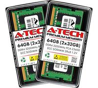 A-Tech 64GB Kit (2x32GB) DDR4 3200MHz PC4-25600 ECC SODIMM 2Rx8 Dual Rank 1.2V 260-Pin RAM Memory Upgrade Modules for Microserver, Workstation, and Networking Platforms