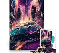 A Technicolor Dream Car 1000 Piece Jigsaws for Adults Puzzle Brain Calisthen Clear Color Hard Challenge Furniture Decor (38x26cm)