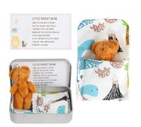 A Teddy Bear Hug in a Tin Box, Mini Plush Pocket Hug Love Token Fluffie Stuffies Bear Plush Toy Small Cute Doll Tiny Teddy Fun Positive Gift for Graduation Birthday Friend Children Women (Brown)