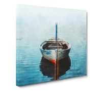 A Tethered Boat Canvas Print | Gallery Wrapped 30mm Frame Wall Art | 20x20 inches | Ready to Hang | Abstract Seascape Picture | Living Room Bedroom Lounge Office