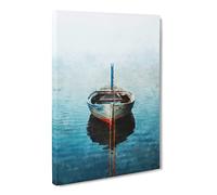 A Tethered Boat Canvas Print | Gallery Wrapped 30mm Frame Wall Art | 30x20 inches | Ready to Hang | Abstract Seascape Picture | Living Room Bedroom Lounge Office