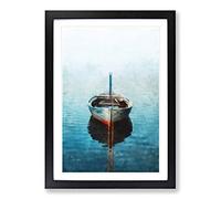 A Tethered Boat Painting Framed Print | A2 Black Framed Wall Art | Ready to Hang | Modern Vehicle Picture | Living Room Bedroom Lounge Office