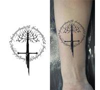 a The Tree Of Life And The Sword Temporary Tattoo,Lasts To 15 Days New Technology Magic Waterproof Semi Permanent Sticker