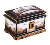 A Thousand Miles Of Rivers And Mountains Urn, Ashes Box High-temperature Ceramic Columbarium, Cremation Urn With Portrait Frame, Funeral Souvenir(B)
