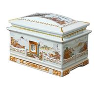 A Thousand Miles Of Rivers And Mountains Urn, Ashes Box High-temperature Ceramic Columbarium, Cremation Urn With Portrait Frame, Funeral Souvenir(A)