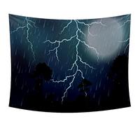 a Thunderstorm and Rain Night Tapestry Wall Hanging, Aesthetic Bedroom Decor,Suitable for Bedroom Home Dorm