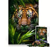 A Tiger in Jungle Jigsaw Puzzles for Adults 1000 Pieces Think Smart Smooth Joint Home Activity Christmas Surprise (38x52cm)