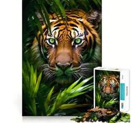 A Tiger in Jungle Jigsaw Puzzles for Teenagers 1000 Pieces Home Fun Sharp Cut Family Fun Thoughtful Gift (50x75cm)
