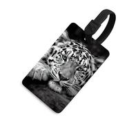 A Tiger Luggage Tag for Suitcases TSA Approved with Name Id Card Suitcase Tags Identifiers Black Strap Clear Window Personalized Baggage Tag for Cruise Airport Travel Essentials