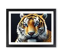 A Tiger Portrait Vol.2 Framed Print | A2 Black Framed Wall Art | Ready to Hang | Modern Animal Picture | Living Room Bedroom Lounge Office