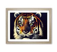 A Tiger Portrait Vol.4 H1022 Framed Print for Living Room Bedroom Home Office Décor, Wall Art Picture Ready to Hang, Oak A3 Frame (46 x 34 cm)