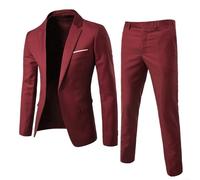 A Timeless Classic The Men's 2 Piece Slim Fit Suits Including a Looking Jacket & Pant Set (M Red)