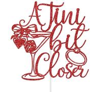 A Tini Bit Closer Cake Topper, Martini Themed Wedding Bachelorette Party Decorations, A Bride in A Tini Bit, Martini Bridal Shower Decorations Red Glitter