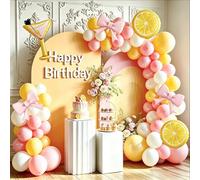 A Tiny Bit Older Birthday Decorations With Martini Bow And Lemon Balloons, White Pink And Yellow Balloon Arch Kit For Lemon Party Decorations Baby Shower Wedding Themed Party