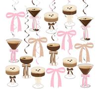 A Tiny Bit Older Birthday Party Hanigng Swirls Decorations, Espresso Martini Bow Party Decor, Tini Bar Party Ceiling Streamers for Espresso Martini Birthday Bachelorette Bridal Shower Party Supplies
