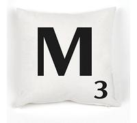 A to Z - Alphabet White Cushion Cover Personalised Initial Kids/Children Learning Gift Letters Scrabble Throw Pillow Case - 18x18" / 45x45cm