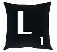 A to Z - Alphabet White Cushion Cover Personalised Initial Kids/Children Learning Gift Letters Scrabble Throw Pillow Case - 18x18" / 45x45cm