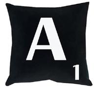 A to Z - Alphabet White Cushion Cover Personalised Initial Kids/Children Learning Gift Letters Scrabble Throw Pillow Case - 18x18" / 45x45cm