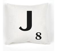 A to Z - Alphabet White Cushion Cover Personalised Initial Kids/Children Learning Gift Letters Scrabble Throw Pillow Case - 18x18" / 45x45cm