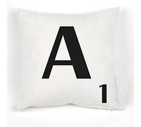 A to Z - Alphabet White Cushion Cover Personalised Initial Kids/Children Learning Gift Letters Scrabble Throw Pillow Case - 18x18" / 45x45cm
