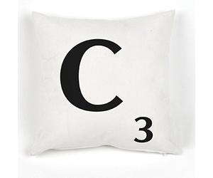 A to Z - Alphabet White Cushion Cover Personalised Initial Kids/Children Learning Gift Letters Scrabble Throw Pillow Case - 18x18" / 45x45cm