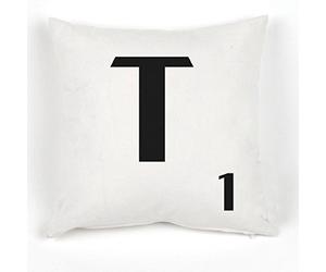 A to Z - Alphabet White Cushion Cover Personalised Initial Kids/Children Learning Gift Letters Scrabble Throw Pillow Case - 18x18" / 45x45cm